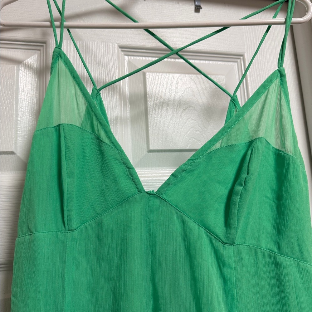 ASOS DESIGN cami strappy midi skater dress with godet in bright green - Picture 3 of 11